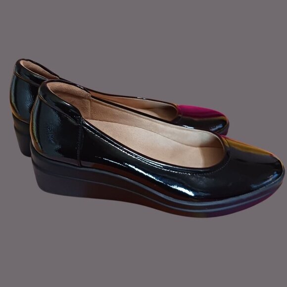 Naturalizer "Sam" Slip On Wedge Pump Confort Shoes Black Size 8M - Picture 10 of 16